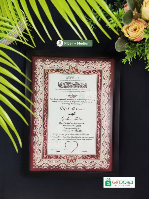 Nikah Nama Frame – Personalized and Premium Framing by Gifdora (or Giftdora) Looking for the perfect Nikah Nama frame to commemorate your special day? At Gifdora (also known as Giftdora), we specialize in Nikah Nama framing, offering a variety of options for preserving your wedding certificate in a meaningful and elegant way. Whether you're in need of a personalized Nikah Nama frame or a premium Nikah Nama frame, we deliver high-quality, custom designs tailored to your taste. Our custom Nikah Nama frames are ideal for displaying your Islamic wedding certificate, ensuring your Nikah certificate is both beautifully presented and well-protected. If you're located in Bangladesh, our Nikah Nama frame Bangladesh service guarantees fast, reliable delivery. For those seeking a heartfelt gift, our Nikah Nama gift frame is a perfect choice to honor the special couple. At Gifdora (or Giftdora), we understand the importance of creating frames that reflect the uniqueness of each wedding. That’s why we offer unique Nikah Nama framing options that suit your individual needs. Our Islamic wedding certificate frames and Nikah certificate frames are crafted with care to preserve your precious memories for years to come. Order from Gifdora today and enjoy a custom Nikah Nama frame that perfectly matches the significance of your special day. Whether it’s for your own home or as a Nikah Nama gift, our frames provide a lasting keepsake that captures the beauty of your wedding.