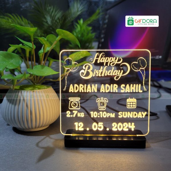 Baby Birthday Table Stand Customized Lamp BBTSCL_01 - Image 2